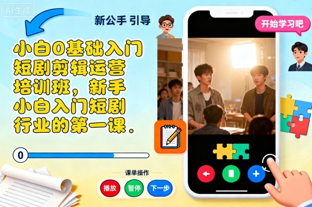 小白0基础入门短剧剪辑运营培训班，新手小白入门短剧行业的第一课_天恒副业网