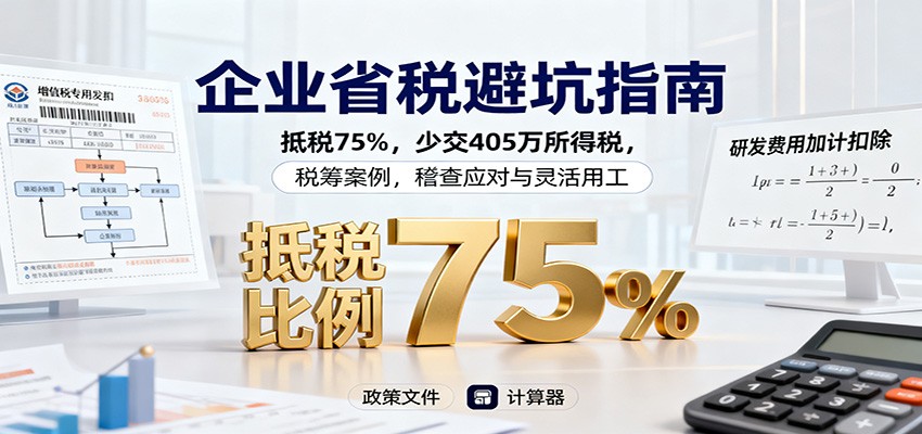 企业省税避坑指南:抵税75%,少交405万所得税,税筹案例,稽查应对与灵活用工_天恒副业网