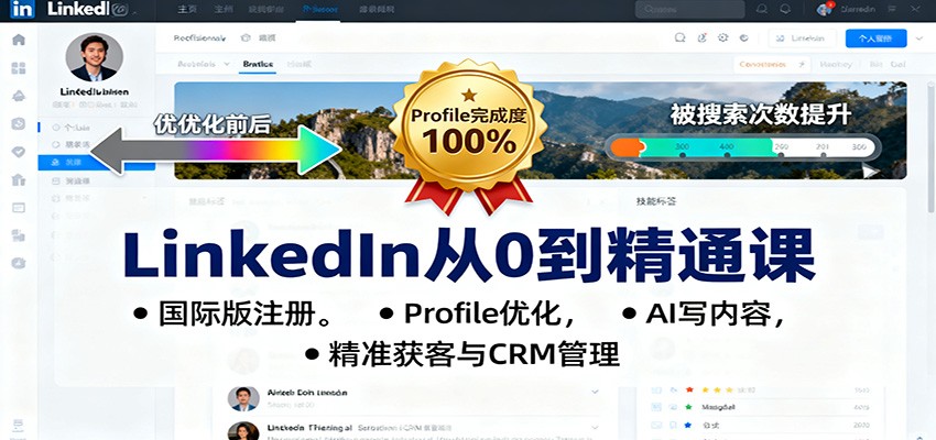LinkedIn从0到精通课：国际版注册，Profile优化，AI写内容，精准获客与CRM管理_天恒副业网