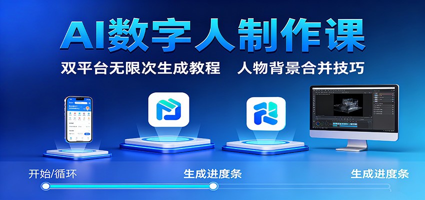 AI数字人制作课:双平台无限次生成教程,人物背景合并技巧_天恒副业网