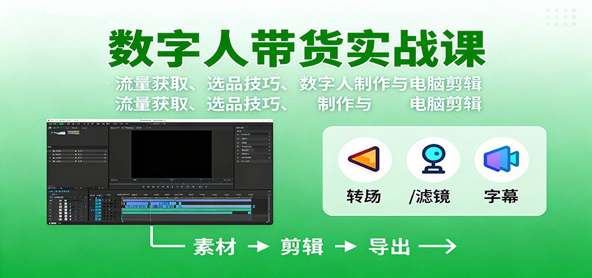 数字人变现实战课:流量获取、选品技巧、数字人制作与电脑剪辑_天恒副业网