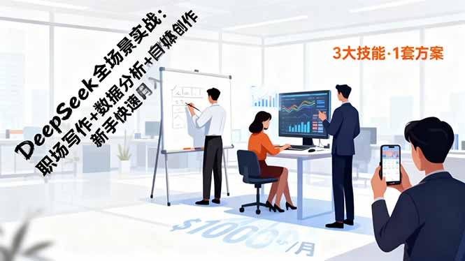 DeepSeek全场景实战：职场写作+数据分析+自媒体创作，新手快速月入过万_天恒副业网