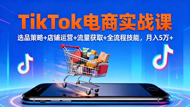 TikTok电商实战课10月，选品策略+店铺运营+流量获取+全流程技能，月入5万+_天恒副业网