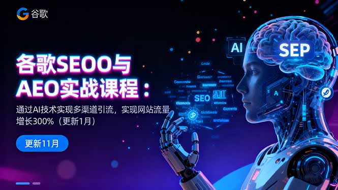 谷歌SEO与AEO实战课程:通过AI技术实现多渠道引流,实现网站流量增长300%_天恒副业网