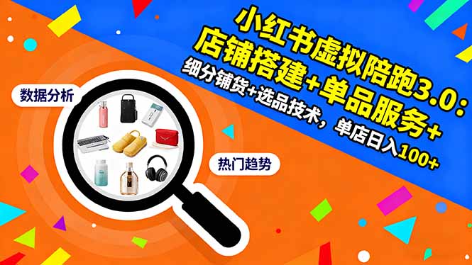 (16451期)小红书虚拟陪跑3.0:店铺搭建+单品服务+细分铺货+选品技术,单店日入100+_天恒副业网
