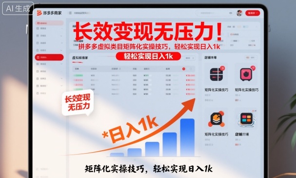 长效变现无压力!拼多多虚拟类目矩阵化实操技巧,轻松实现日入1k_天恒副业网