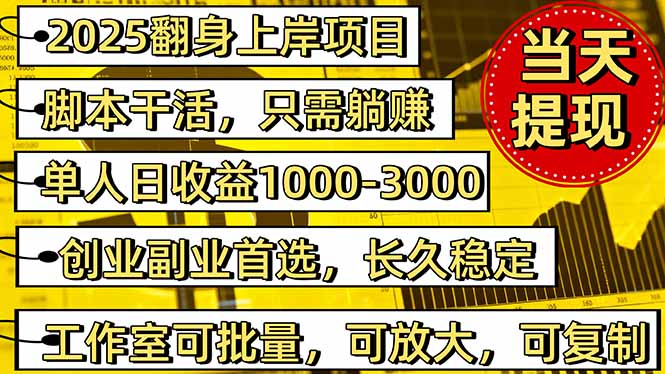 (16501期)2025翻身上岸项目脚本干活,内部客户经理内部开号,单人日收益1000-300…_天恒副业网