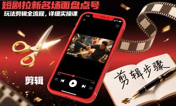 短剧拉新名场面盘点号玩法剪辑全流程，详细实操课_天恒副业网