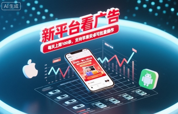 新平台看广告,养好机一条0.3到5米,每天上限100条,支持苹果安卓可批量操作_天恒副业网