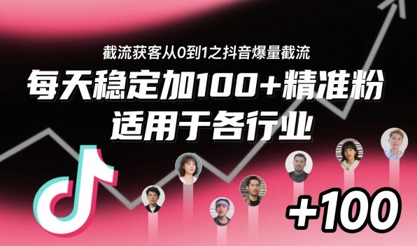 截流获客从0到1之抖音爆量截流,每天稳定加100+精准粉,适用于各行业_天恒副业网