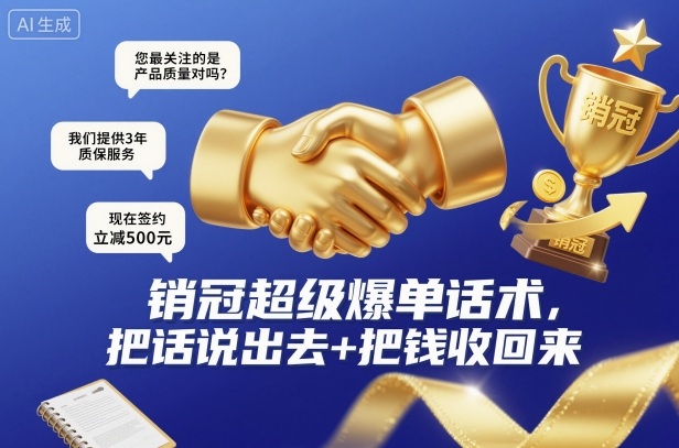 销冠超级爆单话术，把话说出去+把钱收回来_天恒副业网