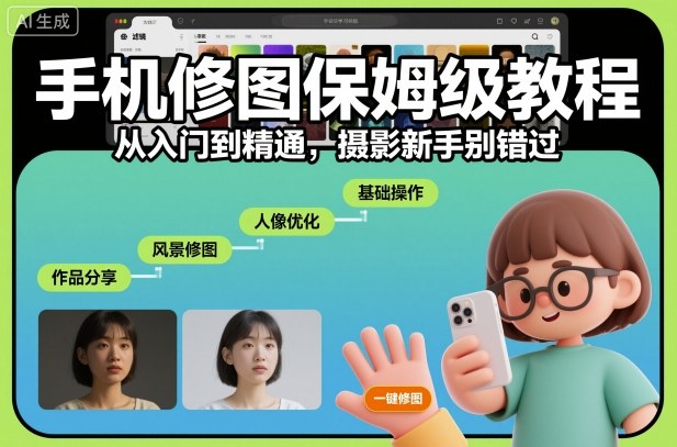 手机修图保姆级教程,从入门到精通,摄影新手别错过_天恒副业网