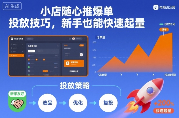 小店随心推爆单投放技巧,新手也能快速起量_天恒副业网