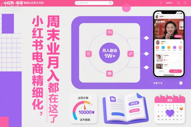 小红书电商精细化运营全流程,周末副业月入1W+,全套方法都在这了_天恒副业网