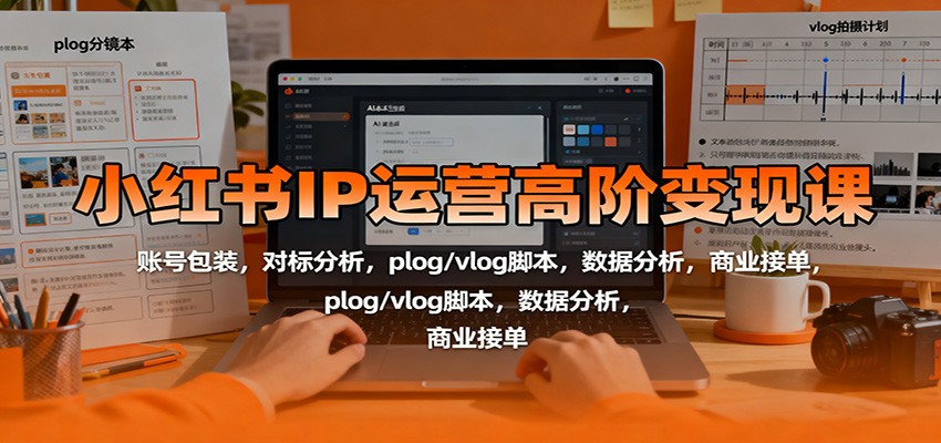 小红书IP运营高阶变现课：账号包装，对标分析，plog/vlog脚本，数据分析，商业接单_天恒副业网