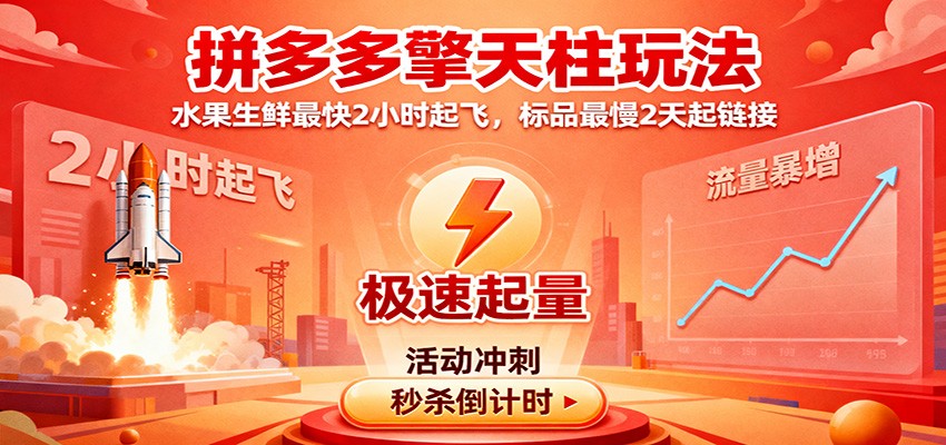 拼多多擎天柱玩法，水果生鲜最快2小时起飞，标品最慢2天起链接_天恒副业网