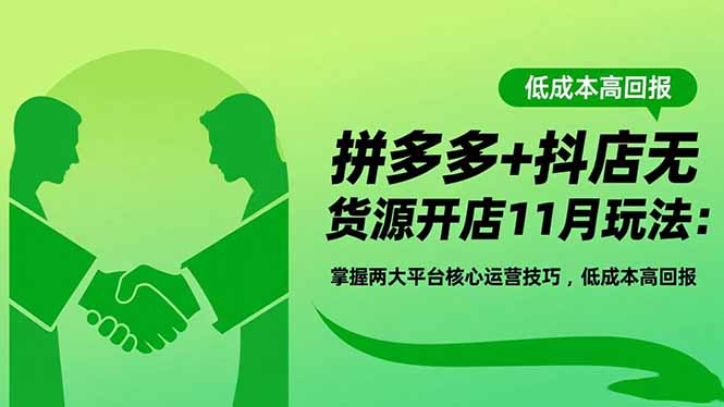 拼多多+抖店无货源开店11月玩法:掌握两大平台核心运营技巧,低成本高回报_天恒副业网