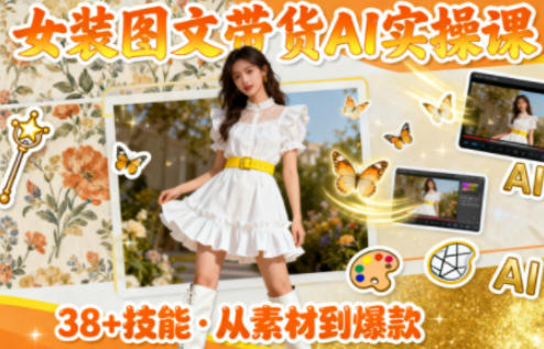 女装图文带货的AI实操课，覆盖38个实用技能，快速提升素材制作效率_天恒副业网