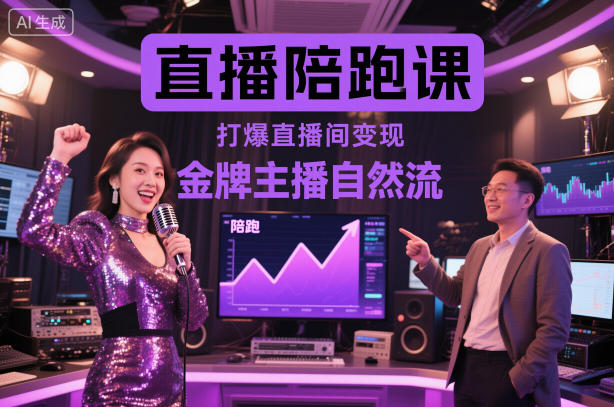 直播陪跑课，金牌主播自然流打爆直播间，复制高变现玩法_天恒副业网