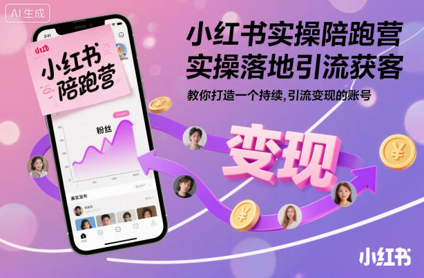 小红书实操陪跑营，实操落地引流获客，教你打造一个持续引流变现的账号_天恒副业网