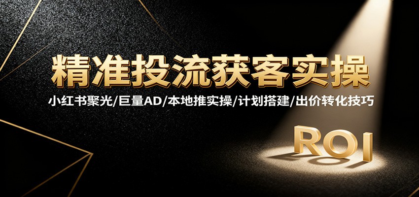 精准投流获客实操,小红书聚光/巨量AD/本地推实操/计划搭建/出价转化技巧_天恒副业网