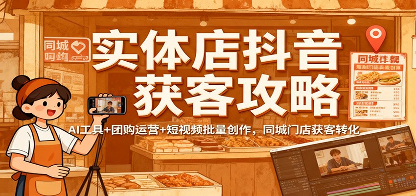 实体店抖音获客攻略:AI工具+团购运营+短视频批量创作,同城门店获客转化_天恒副业网