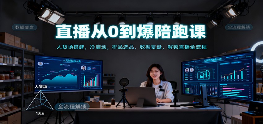 直播从0到爆陪跑课：人货场搭建，冷启动，排品选品，数据复盘，解锁直播全流程_天恒副业网