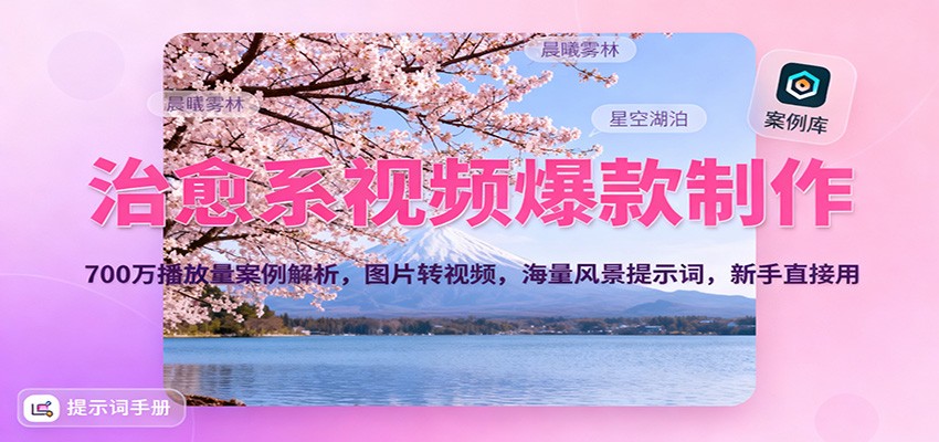 治愈系视频爆款制作，700万播放量案例解析，图片转视频，海量风景提示词，新手直接用_天恒副业网