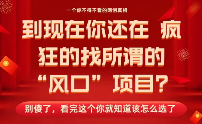 马上26年了，你还在找所谓的风口项目？别傻了，看完这个你全都懂了！_天恒副业网