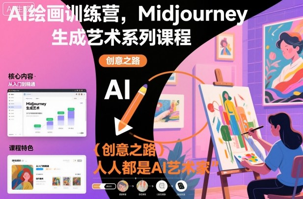AI绘画训练营，Midjourney生成艺术系列课程，人人都是AI艺术家_天恒副业网