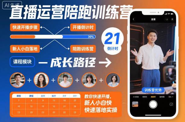直播运营陪跑训练营，教你快速开播，新人小白快速落地实操_天恒副业网