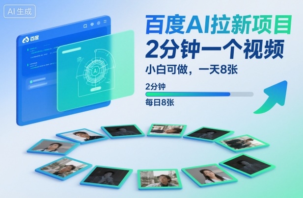 百度AI拉新项目，2分钟一个视频，小白可做，一天8张【附案例+保姆级教程】_天恒副业网