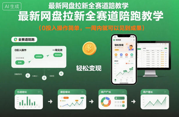 最新网盘拉新全赛道陪跑教学，0投入操作简单，一周内就可以见到成果_天恒副业网