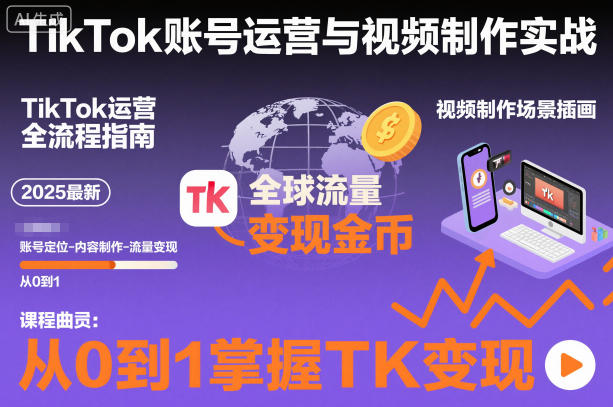 2025最新TikTok账号运营与视频制作实战全流程，从0到1掌握TK变现（含11月最新TK搬运技术）_天恒副业网