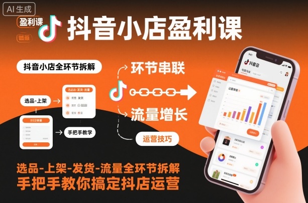 抖音小店盈利课-选品-上架-发货-流量全环节拆解，手把手教你搞定抖店运营_天恒副业网