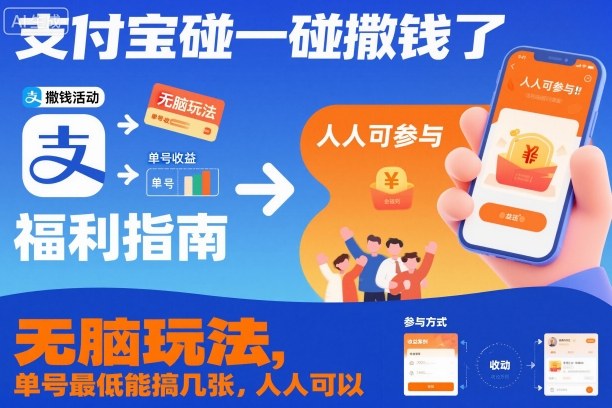 支付宝碰一碰撒钱了，无脑玩法，单号最低能搞几张，人人可以撸_天恒副业网