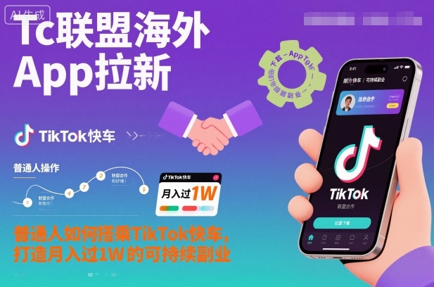 Tc联盟海外App拉新：普通人如何搭乘TikTok快车，打造月入过1W的可持续副业_天恒副业网