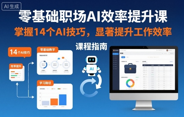 零基础职场AI效率提升课，掌握14个AI技巧，显著提升工作效率_天恒副业网