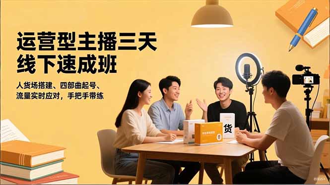 （16630期）运营型主播三天线下班，人货场搭建,四部曲起号,流量实时应对，手把手带练_天恒副业网