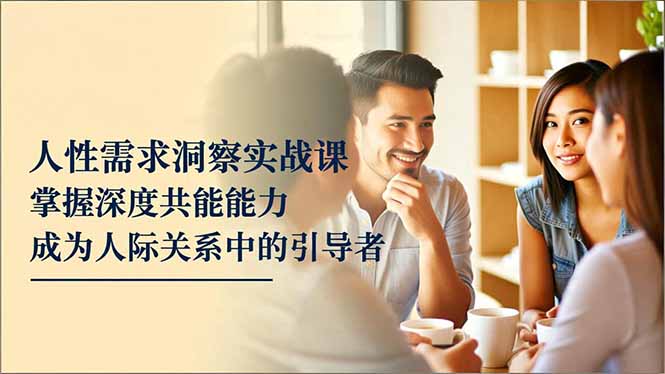 人性需求洞察实战课，掌握深度共感能力，成为人际关系中的引导者_天恒副业网