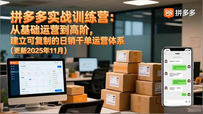 拼多多实战训练营：从基础运营到高阶，建立可复制的日销千单运营体系_天恒副业网