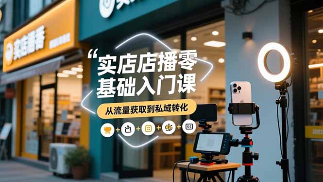 实体店播零基础入门课，实体店+短视频+直播+微信生态+私域社群，从流量获取到私域转化_天恒副业网