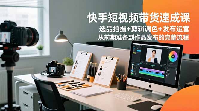 快手短视频带货速成课，选品拍摄+剪辑调色+发布运营，从前期准备到作品发布的完整流程_天恒副业网