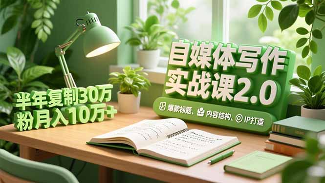 (16734期)自媒体写作实战课2.0,爆款标题、内容结构、IP打造,半年复制30万粉月入10万+_天恒副业网