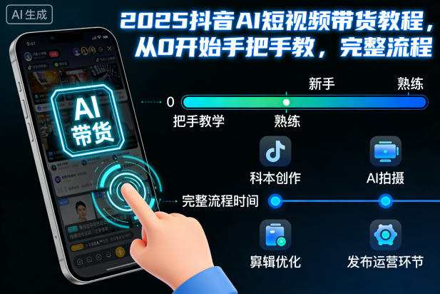2025抖音AI短视频带货教程,从0开始手把手教,完整流程_天恒副业网