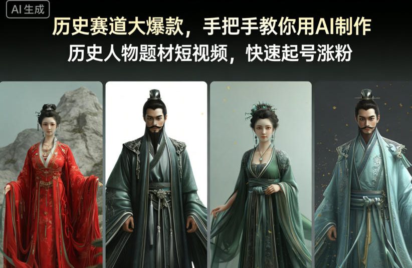 历史赛道大爆款,手把手教你用AI制作历史人物题材短视频,快速起号涨粉_天恒副业网