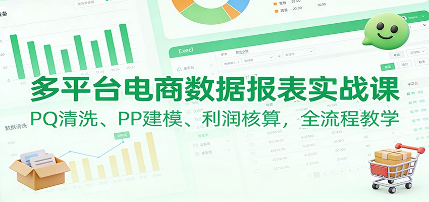 多平台电商数据报表实战课:PQ清洗、PP建模、利润核算,全流程教学_天恒副业网