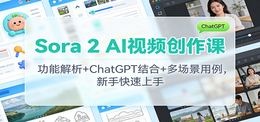 Sora2AI视频创作课:功能解析+ChatGPT结合+多场景用例,新手快速上手_天恒副业网