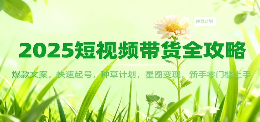 2025短视频带货全攻略:爆款文案,快速起号,种草计划,星图变现,新手零门槛上手_天恒副业网