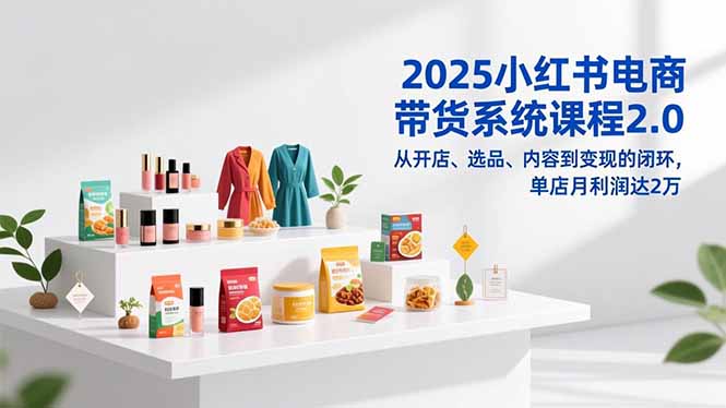 2025小红书电商带货系统课程2.0，从开店、选品、内容到变现的闭环，单店月利润达2万_天恒副业网